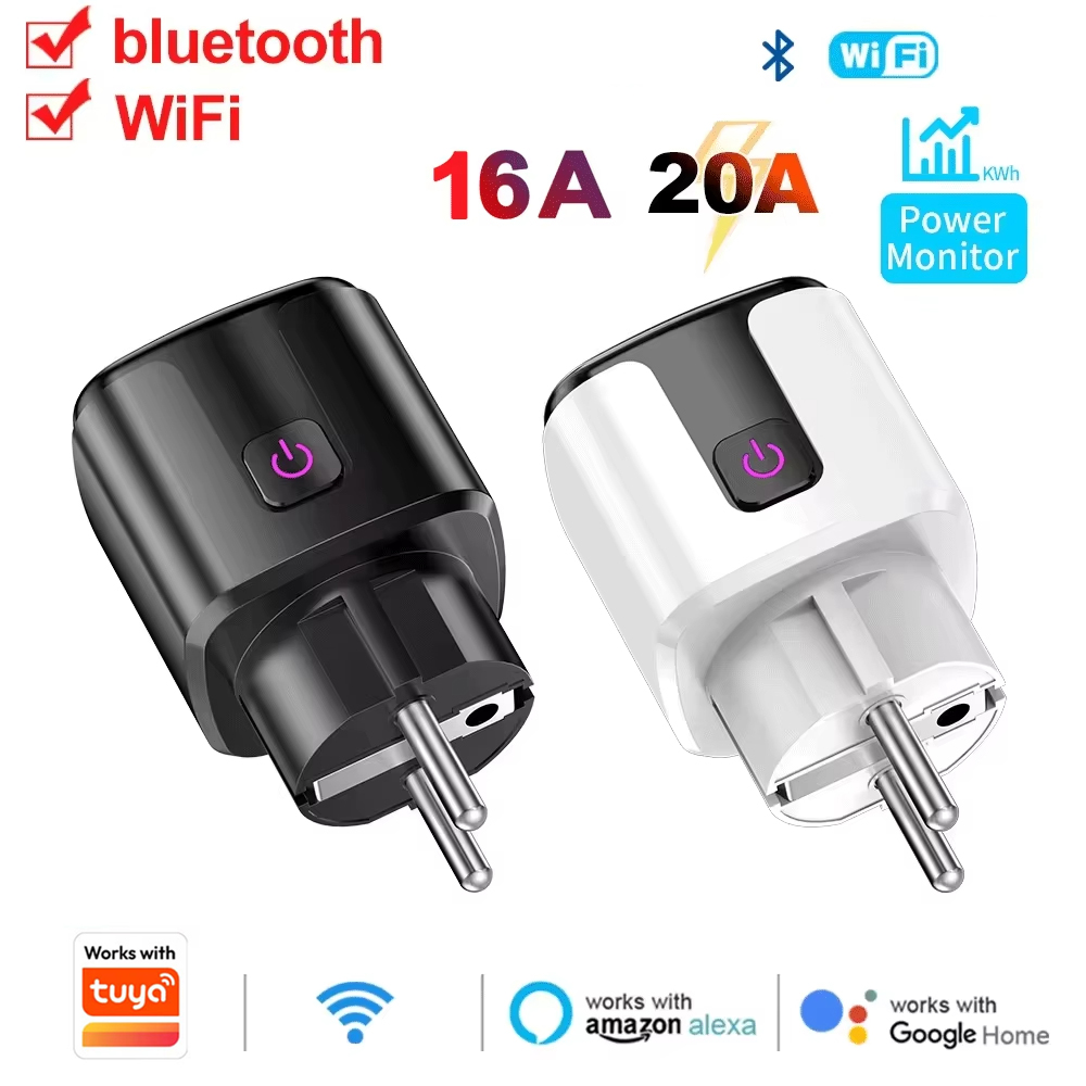Smart Home News - WiFi EUスマートソケットプラグ、Tuyaアプリ対応、コンセント20Aアダプター、電力モニター、ワイヤレスリモコンアプリ、Google Home、Alexa対応