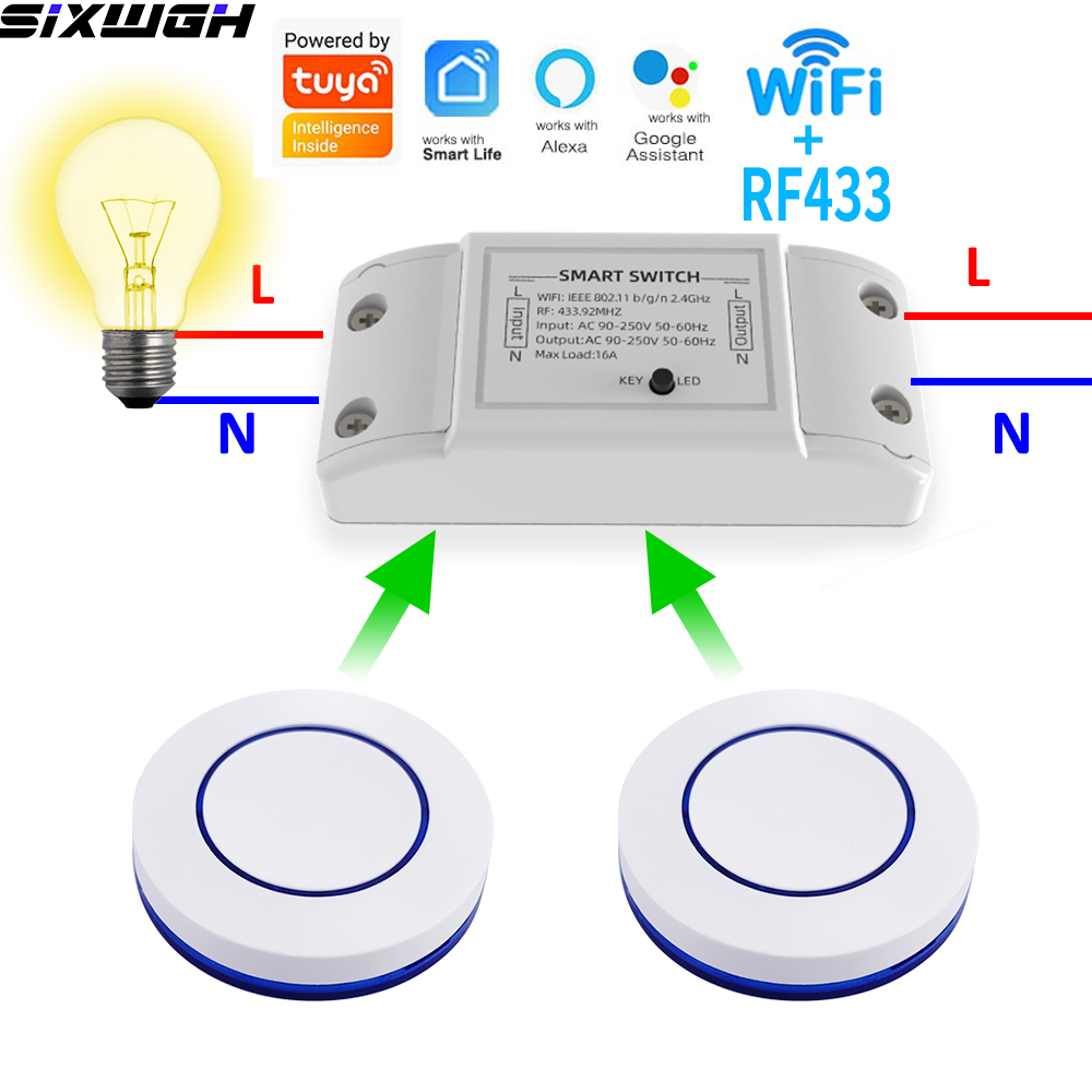Smart Home Solution - 16A WiFi Tuya スマートスイッチ ワイヤレスリモコンタイマースイッチ 互換性のあるスマートライフアプリ
