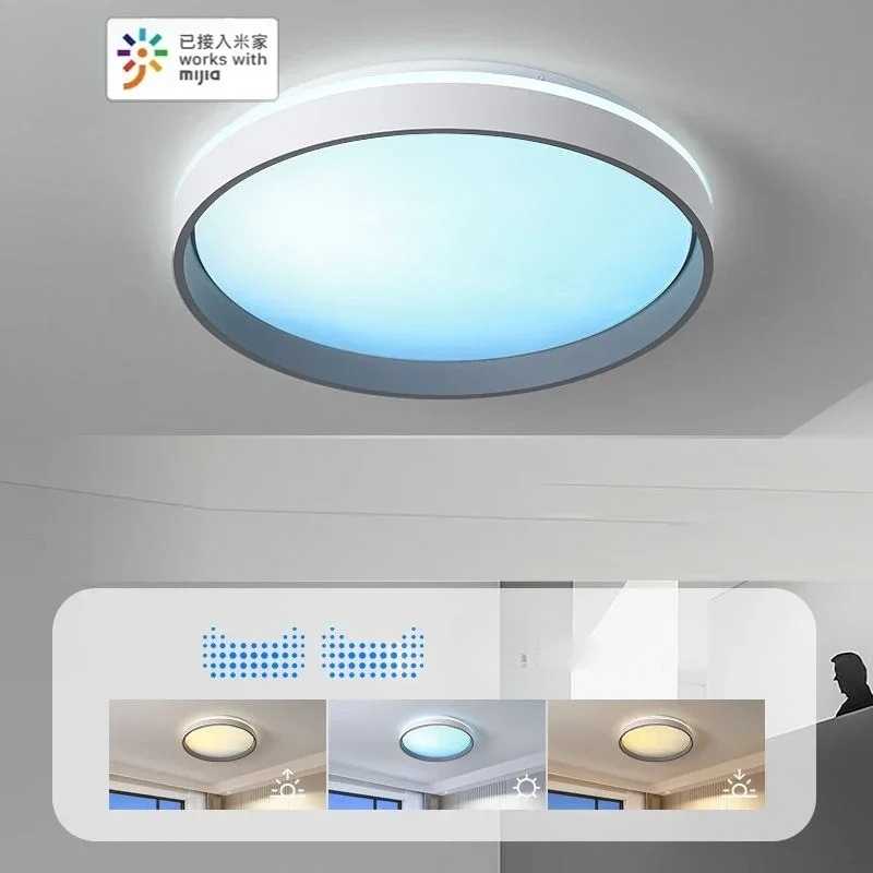 Smart Home Simulation - スマートスカイライト天井ランプ：フルスペクトル青空シミュレーション、Mi Home Mesh対応、寝室や書斎用のワイヤレス、Mijiaアプリ対応