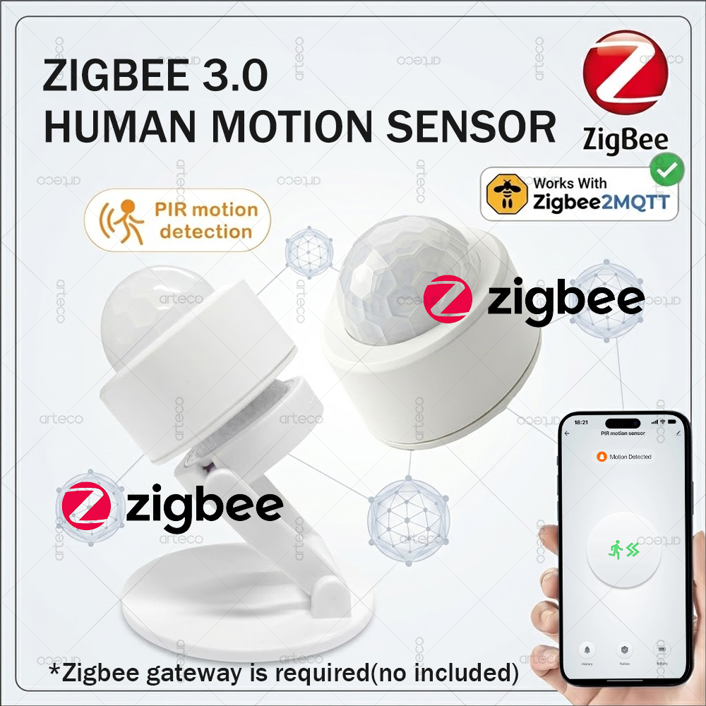 Zigbee Gateway - Zigbee 3.0 ミニ PIR モーションセンサー人体赤外線検出器セキュリティアラームサポート Zigbee2mqtt