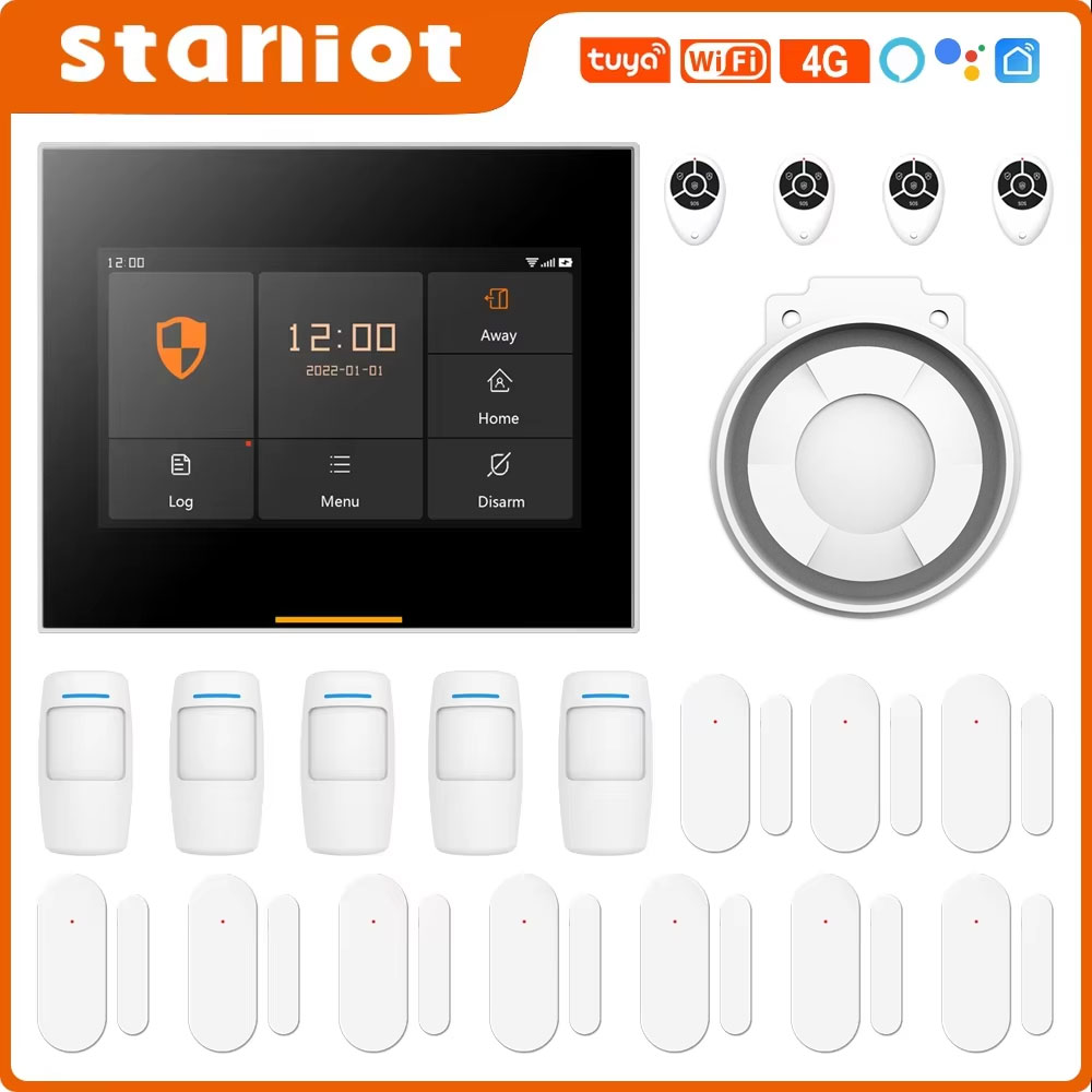Smart Home Demo Kit - Staniot 433MHz ワイヤレス Wifi 4G スマートホームセキュリティアラームシステムキット、ガレージおよび住宅用、Tuya