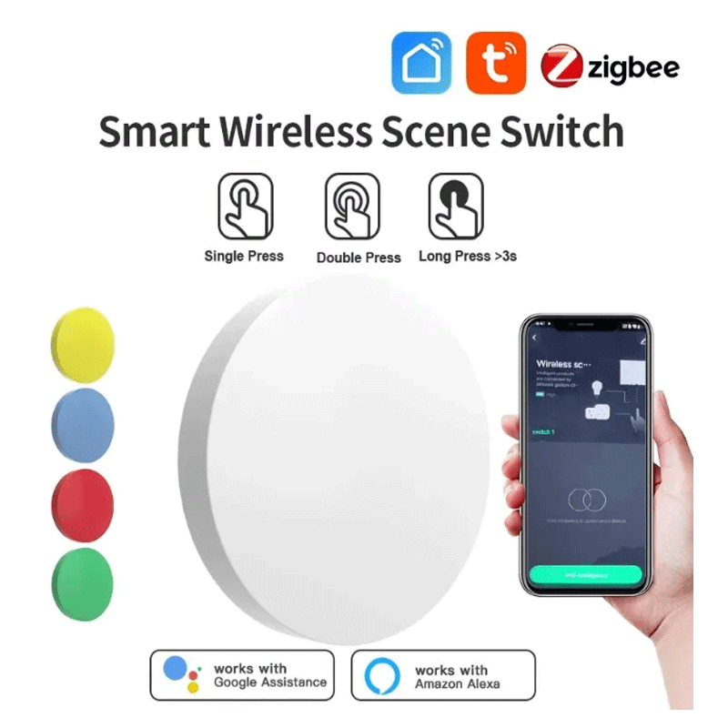 Tuya ZigBee スマートワイヤレスボタンシーンスイッ - Smart Home Voice Assistant のレビューと価格