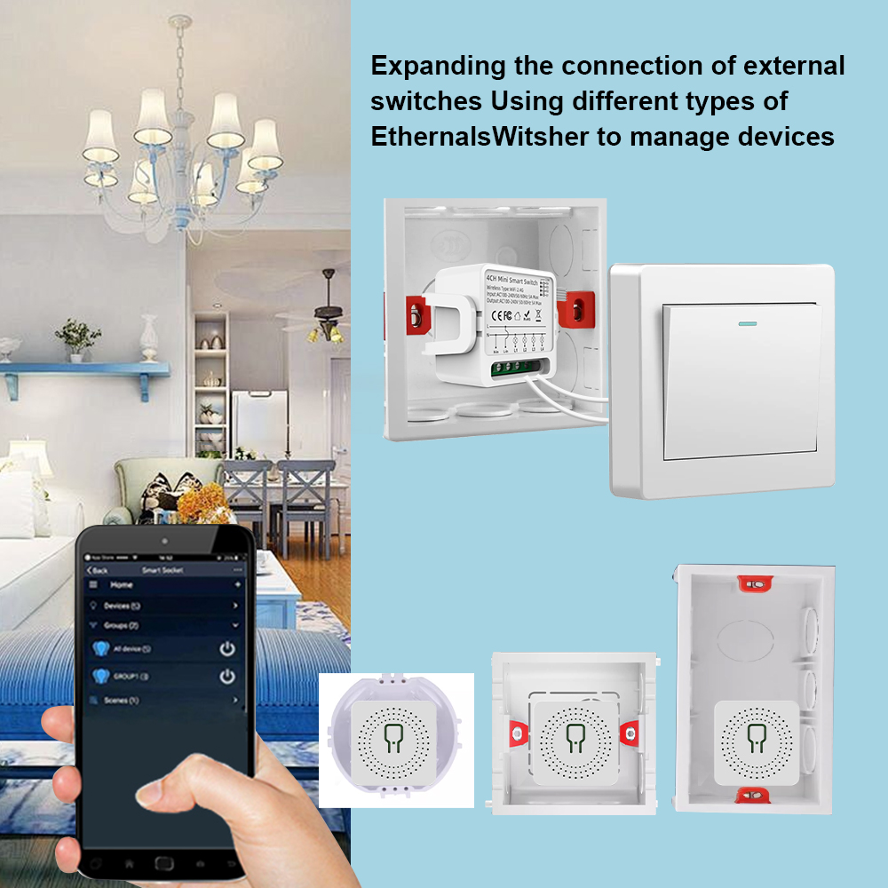 Tuya WiFiスマートスイッチ 1/2/3/4連 4ウェ - Smart Home Voice Assistant のレビューと価格