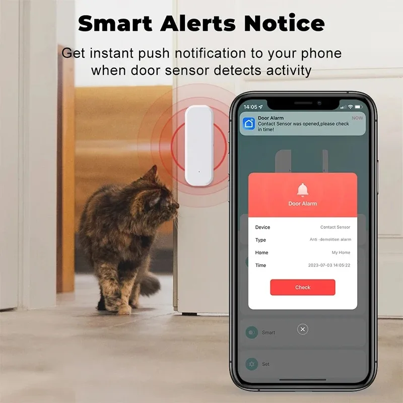 Tuya WiFi スマートドアウィンドウセンサー開閉検知器 - Smart Home Voice Assistant のレビューと価格
