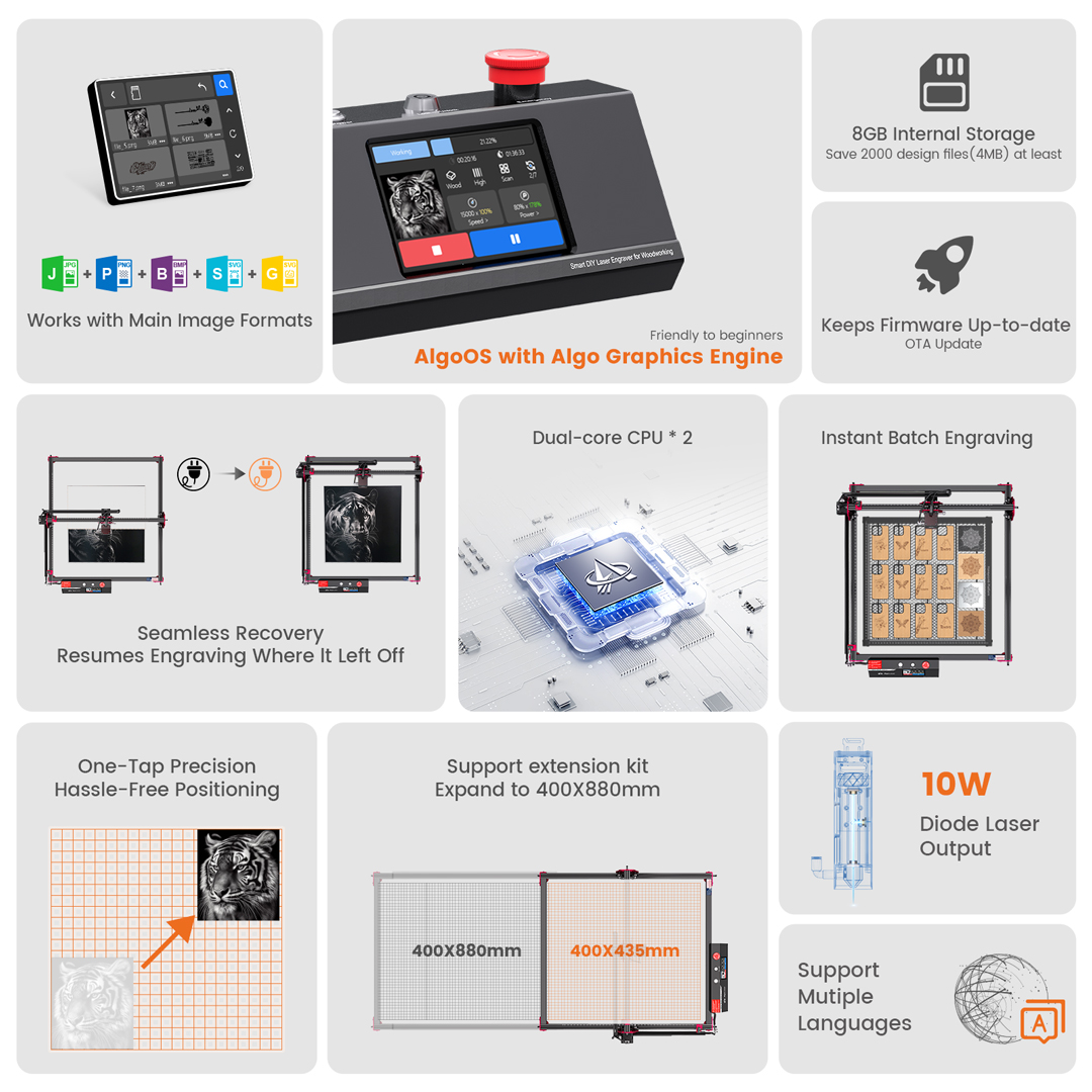 Algoos-スマートハイパワーレーザー彫刻機,DIYキット - Smart Home Solution のレビューと価格