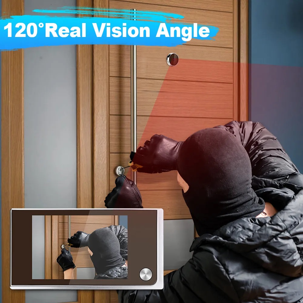 3.5 インチカメラのぞき穴ドアベル 120 °   LCD - Smart Home News のレビューと価格
