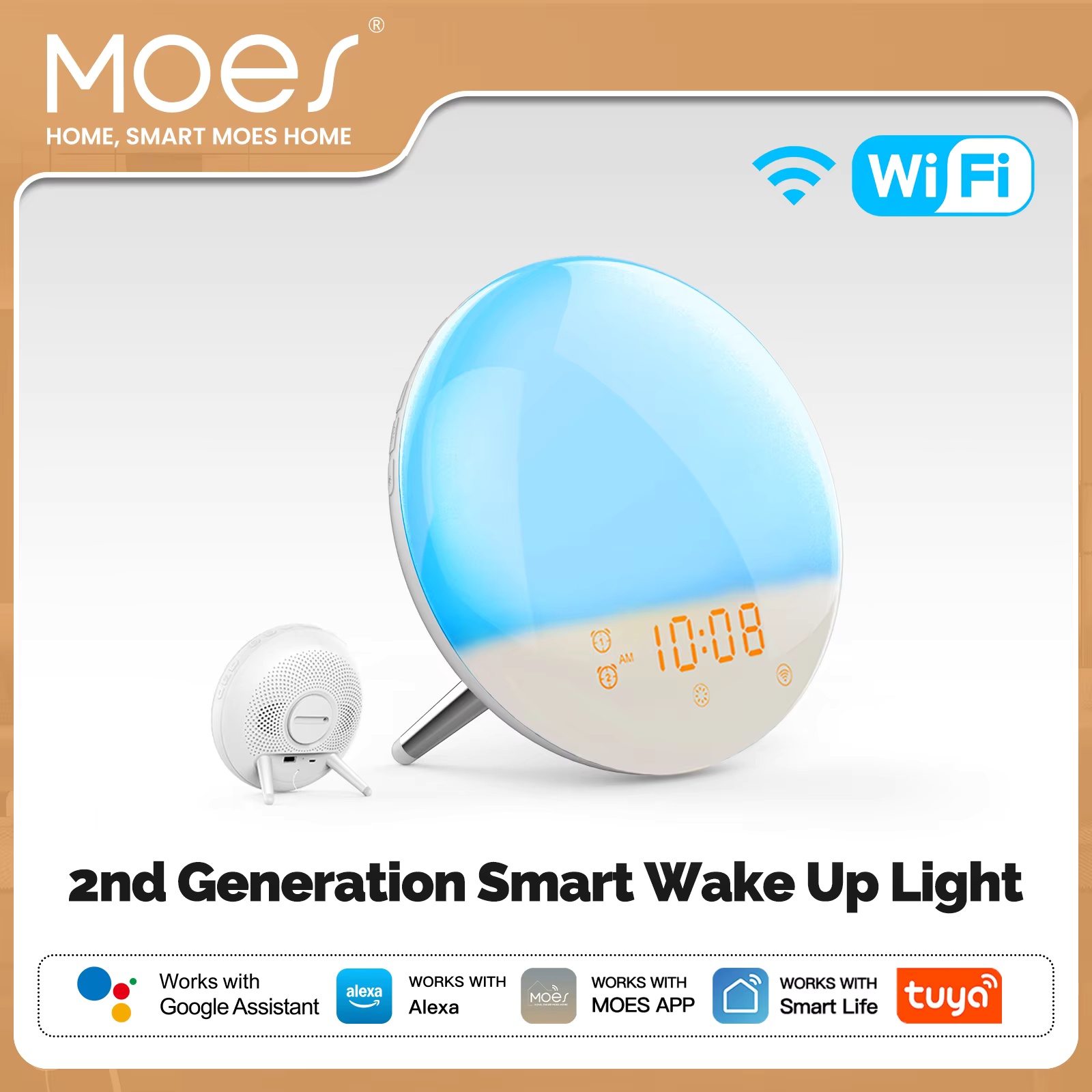 MOES WiFi対応スマートライト目覚まし時計、7色のサン - Smart Home Simulation のレビューと価格